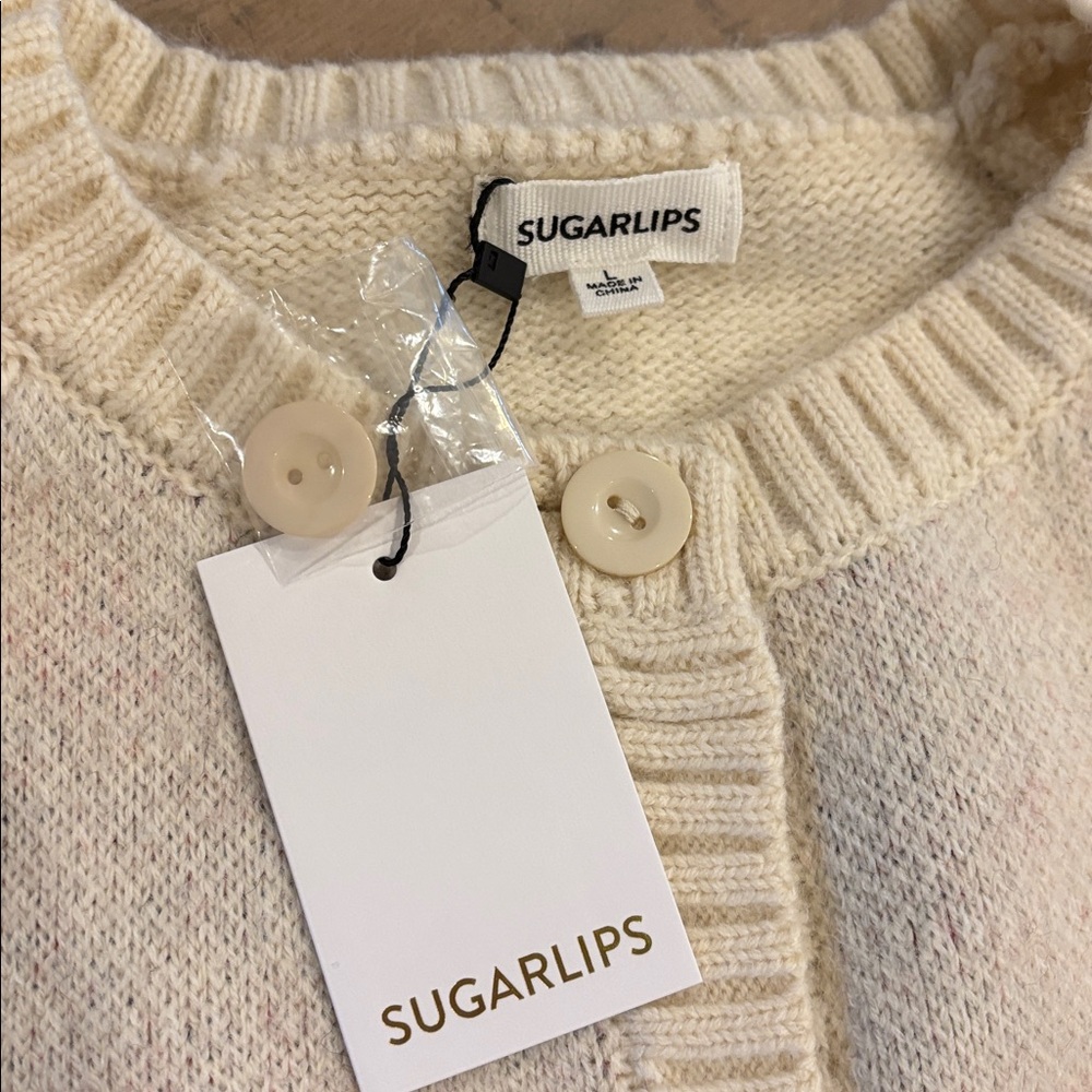 Peralta Floral Cropped Cardigan Sweater Sugarlips Boutique Large NWT NEW - Picture 5 of 7